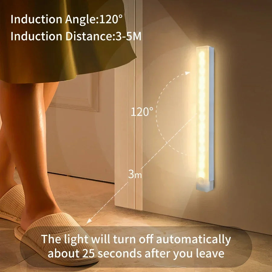 Wireless Rechargeable LED Motion Sensor Cabinet Light | Night Light for Closet Kitchen Wardrobe Stairs