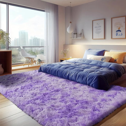 VIKAMA Alfombra Morada Sedosa de Ensueño Alfombra de Alta Gama para Sala de Estar Alfombra para Habitación de Niñas Alfombras de Noche Cálida Lavable Alfombra Decorativa para el Hogar
