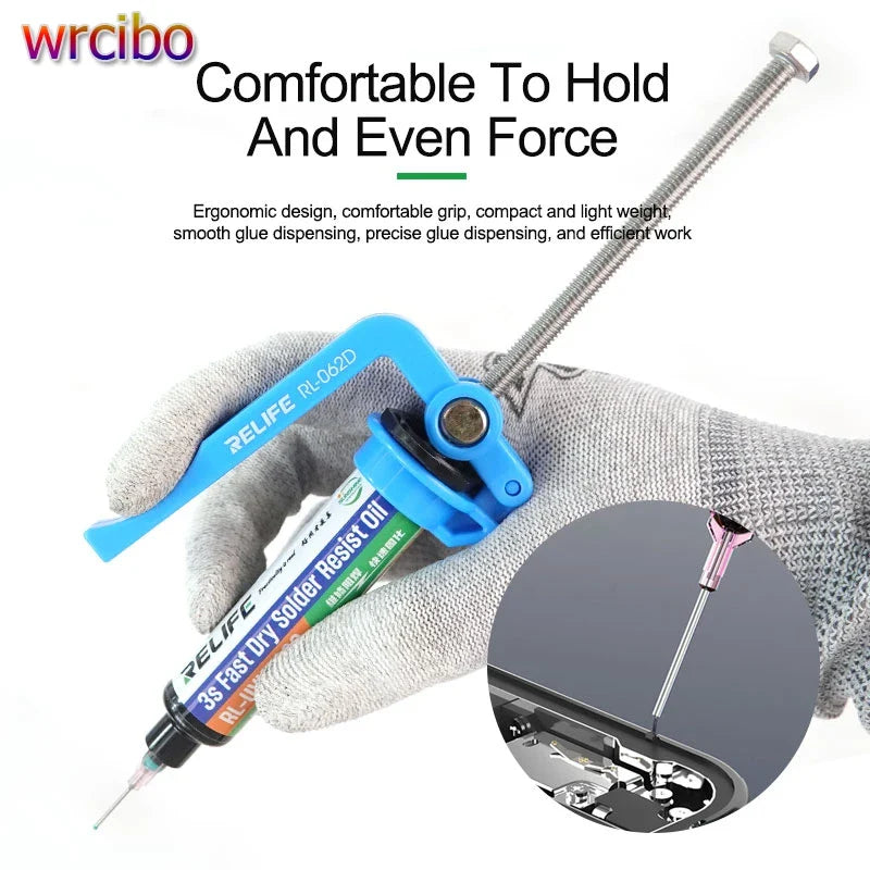 RELIFE 5CC~10CC Manual Rosin Flux Barrel Extruder | Labor-Saving Glue Gun for Syringe