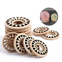 Wooden Crystal Ball Holder Stand | Hollow Sunflower Design Display