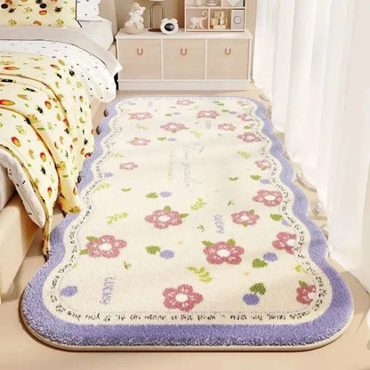 Alfombra de cachemir sintético VIKAMA, alfombrilla antideslizante engrosada, absorbente y resistente a las manchas para uso en el hogar y junto a la cama