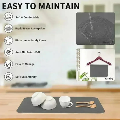 Tapis absorbant pour machine à café VIKAMA, absorbant l'eau et l'huile, égouttoir à vaisselle de cuisine, tapis absorbant à séchage rapide, tapis de vaisselle, décoration d'intérieur