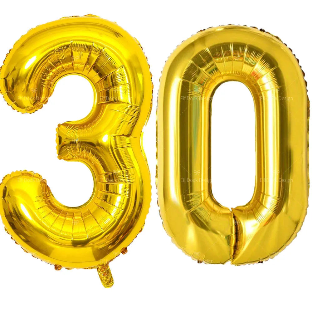 Gold Number Balloons for Milestone Birthdays | Large 40 Inch Foil Set