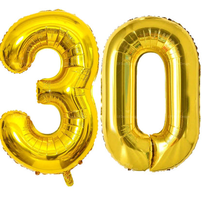 Gold Number Balloons for Milestone Birthdays | Large 40 Inch Foil Set