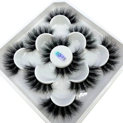 5-8 Pairs Natural Russian Striped Mink Lashes | 3D Volume Wavy False Eyelash Extensions