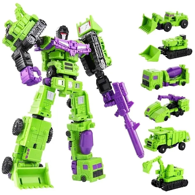 6-in-1 Transforming Robot Action Figure 22cm Convertible Toy for Kids