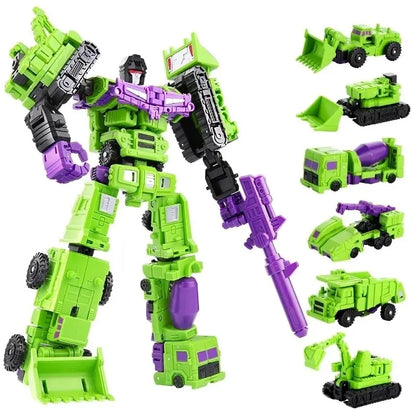 6-in-1 Transforming Robot Action Figure 22cm Convertible Toy for Kids