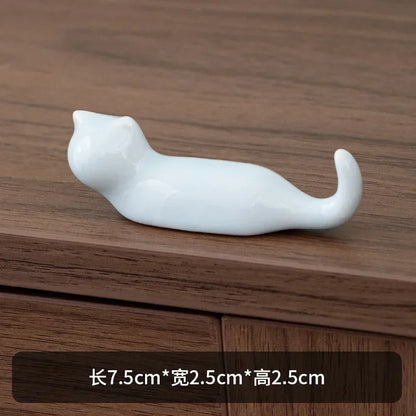 Support de Baguettes en Céramique Style Japonais avec Motif de Chat Mignon, Repose-Baguettes, Porte-Baguettes, Vaisselle, Support de Cuillère