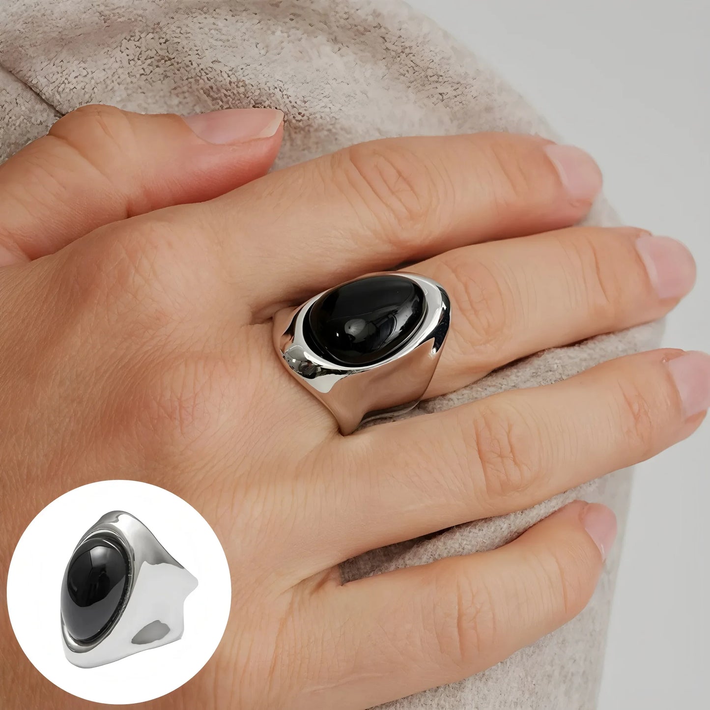 PANJBJ Real 925 Sterling Silver Retro Round Ring | Vintage Fine Jewelry for Women