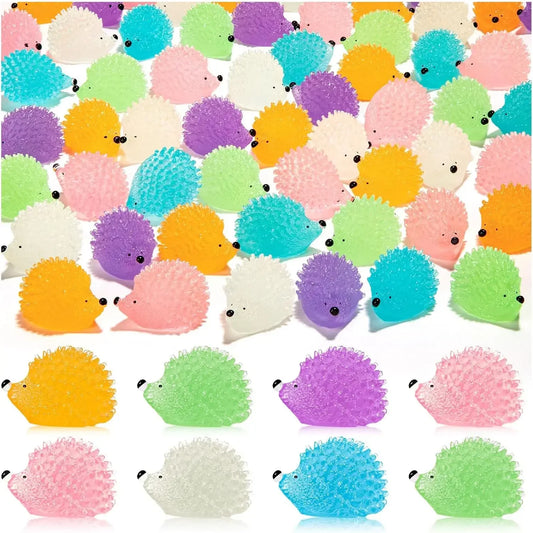 10/100PCS Mini hérissons lumineux en résine Figurines qui brillent dans le noir pour maison de poupée micro paysage décoration d'intérieur DIY