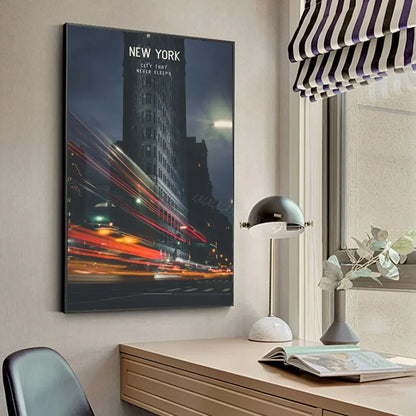 Modern New York City Manhattan Night View Lanscape Art Poste Poster HD Posters Home Room Bar Cafe Decor Art Wall Painting