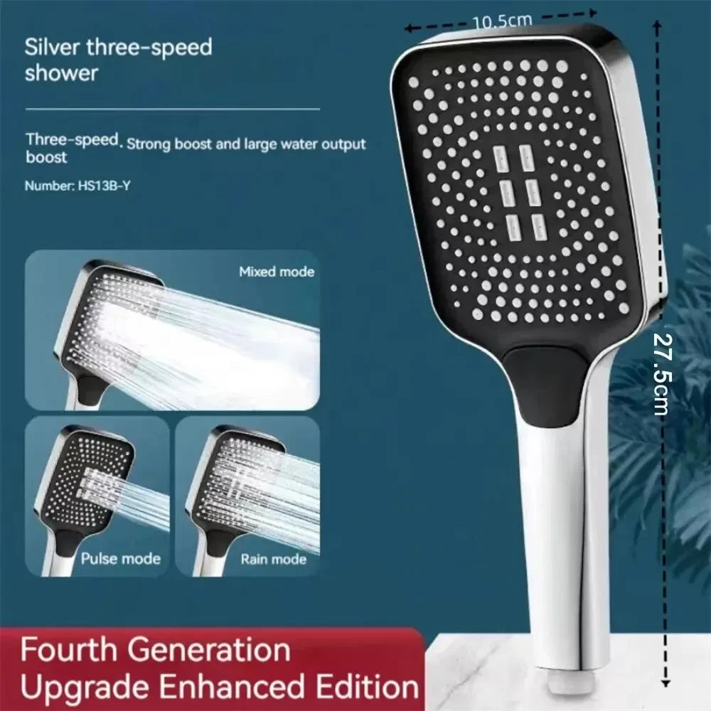 Adjustable Rainfall Shower Head 3 Mode High Pressure Water Saving Bathroom Mixer