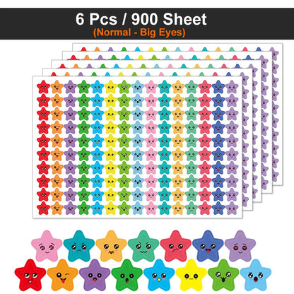 Happy Face Stars Reward Sticker Pack | 450-3000 Sheets for DIY Decor