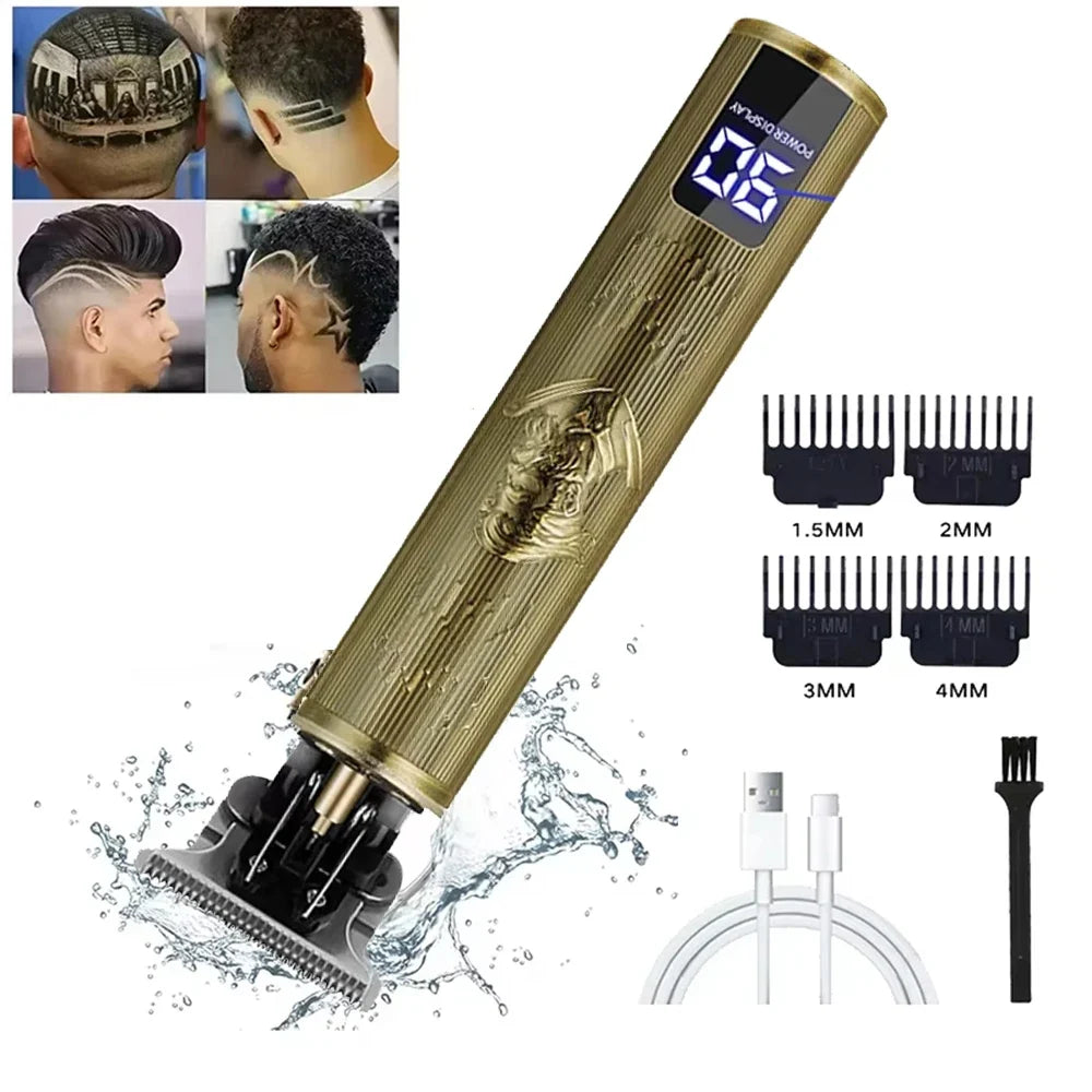 Professional Hair Clipper Beard Trimmer USB Rechargeable Barber Shaver