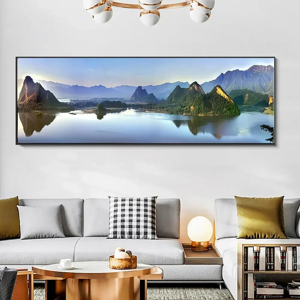 Art mural moderne et minimaliste, Paysage marin Goldenwood Bridge, Impression sur toile, Décoration de fond pour salon