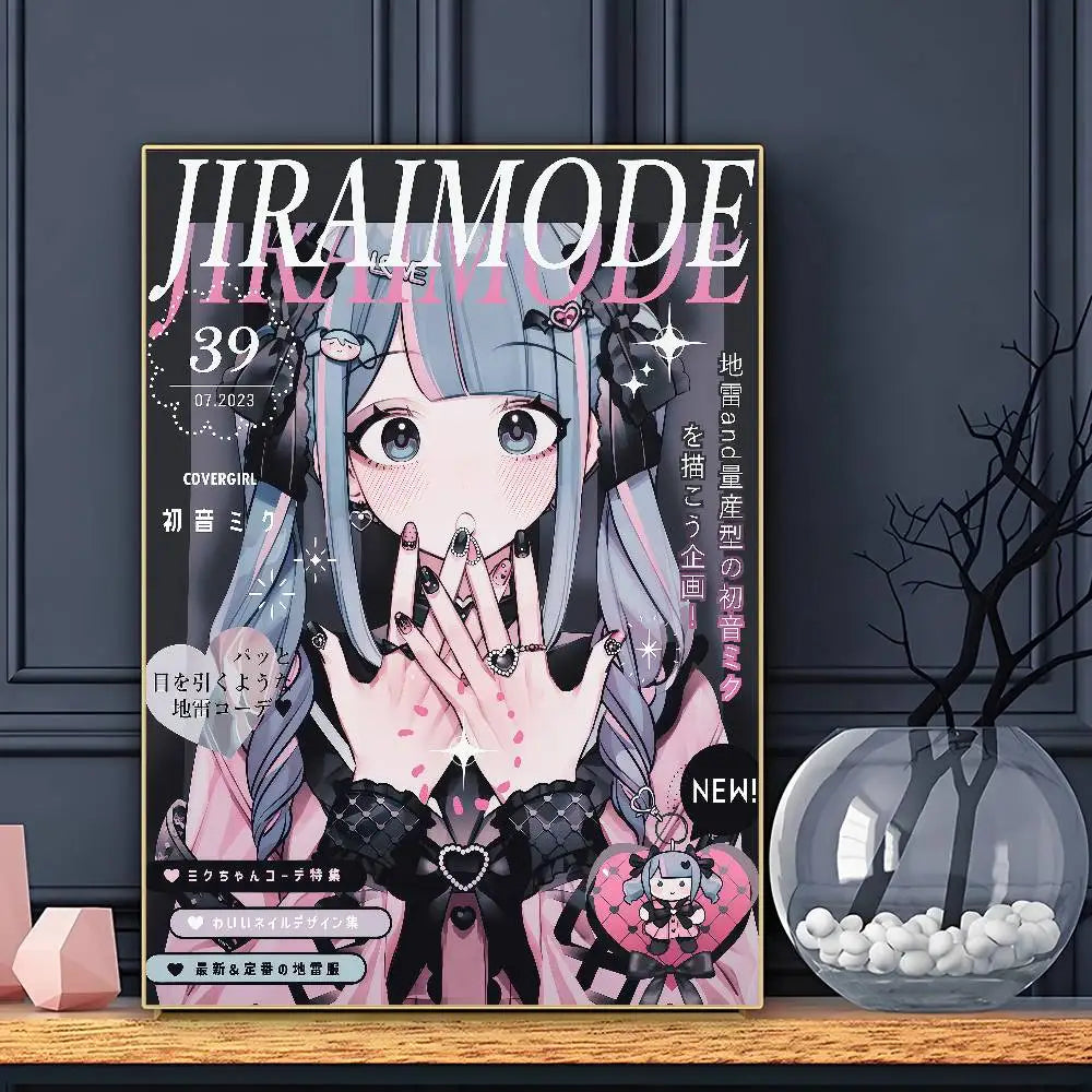 Cartel bonito de anime J-Jirai Kei, impresión artística de pared, impermeable, para hogar, sala de estar, dormitorio, bar, decoración estética