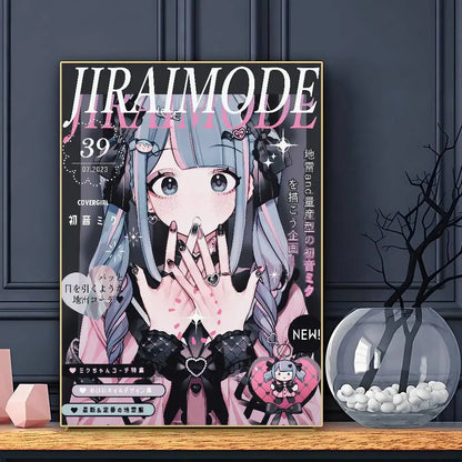 Cartel bonito de anime J-Jirai Kei, impresión artística de pared, impermeable, para hogar, sala de estar, dormitorio, bar, decoración estética