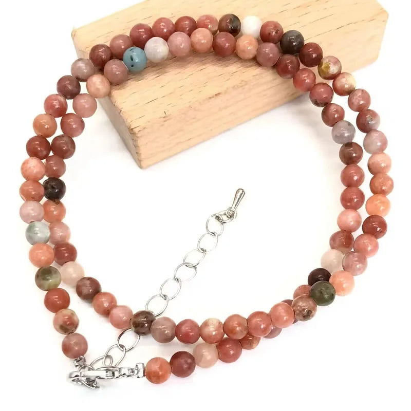 2025 Natural Stone Crystal Choker Necklace | 4mm Bohemian Adjustable Choker
