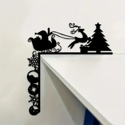 Charming Metal Sleigh Wall Stickers: Ideal for Door Corner Decorations, Christmas Party Decor and Stylish Metal Wall Hanging