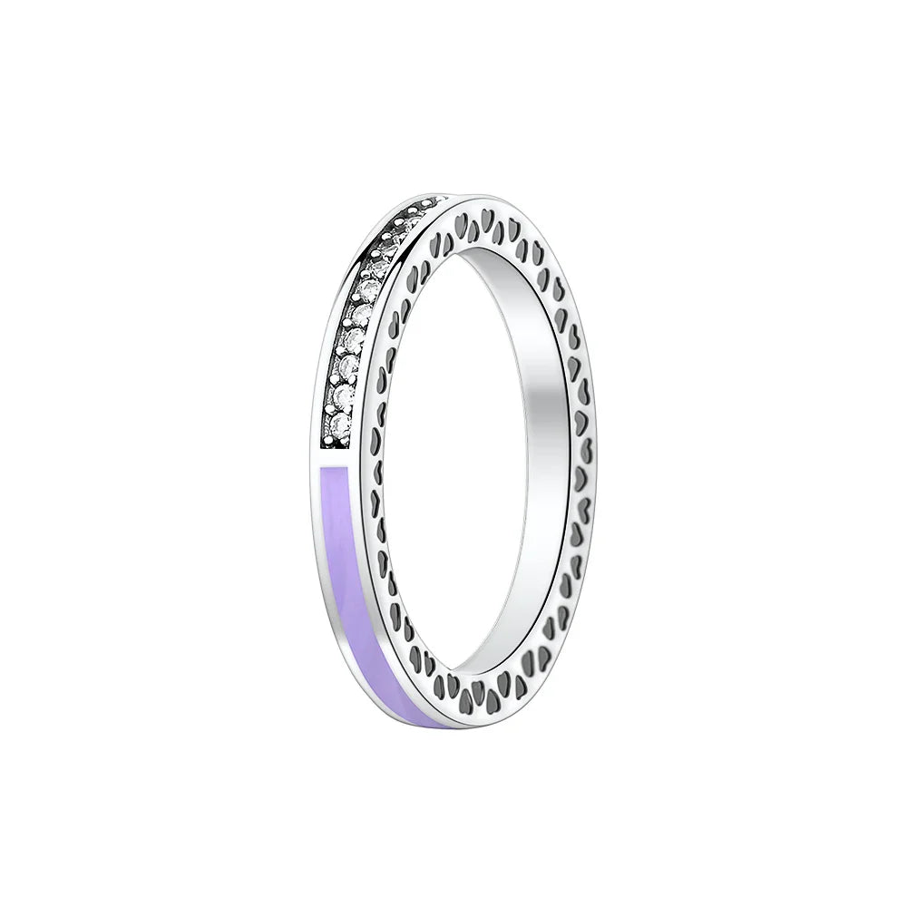 925 Sterling Silver Blue Green Heart Ring | Women's Wedding Band with Zircon