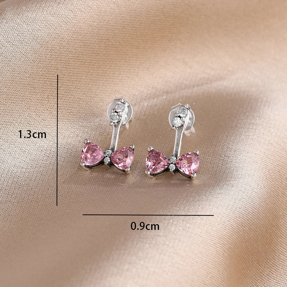 Blue Zircon Stud Earrings for Women | European Style Silver Jewelry