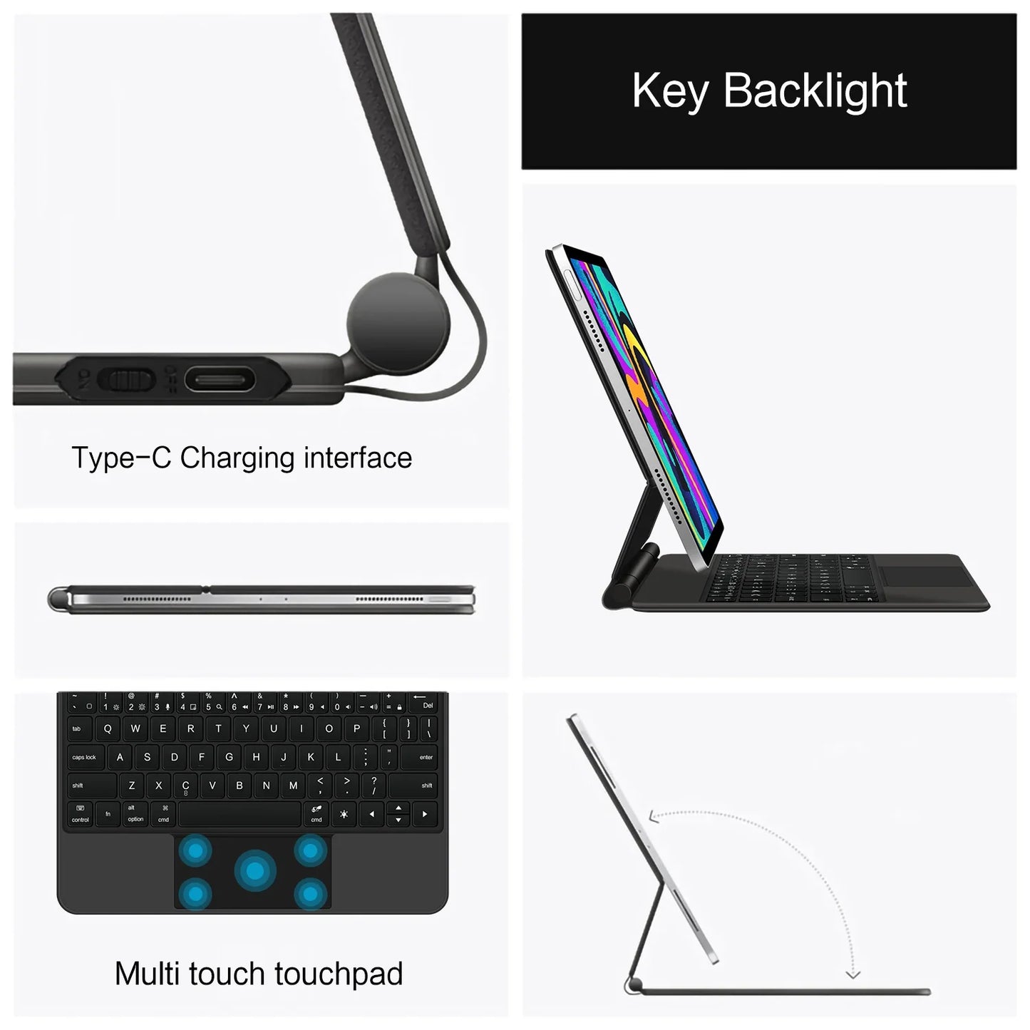 iPad 11 Inch Keyboard Case A16 10th/11th Gen Backlit Magic Smart Cover