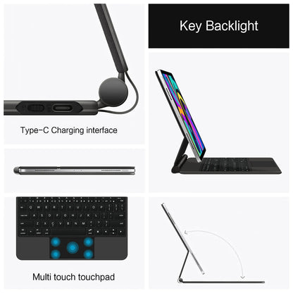 iPad 11 Inch Keyboard Case A16 10th/11th Gen Backlit Magic Smart Cover