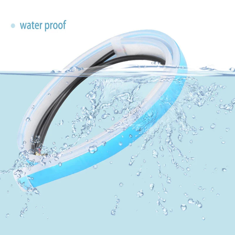 LED DRL Car Daytime Running Light Flexible Waterproof Strip | Auto Headlights White Turn Signal Brake Flow Lights 12V