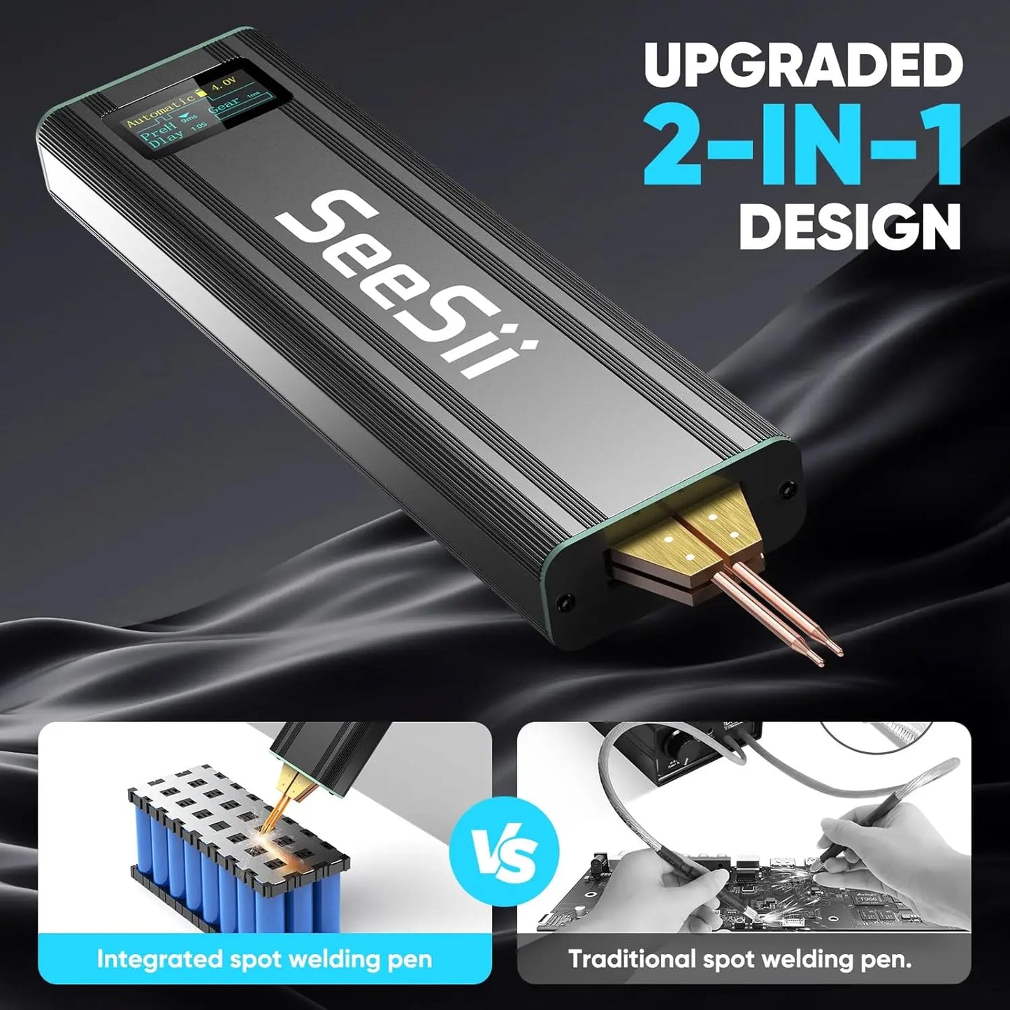 Seesii Portable Mini Spot Welder 5.0Ah Battery 80 Gears for 18650 Nickel Sheets