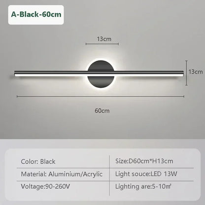 LED Mirror Front Wall Light – 40/60cm Gold Black Indoor Lamp for Bathroom & Bedroom