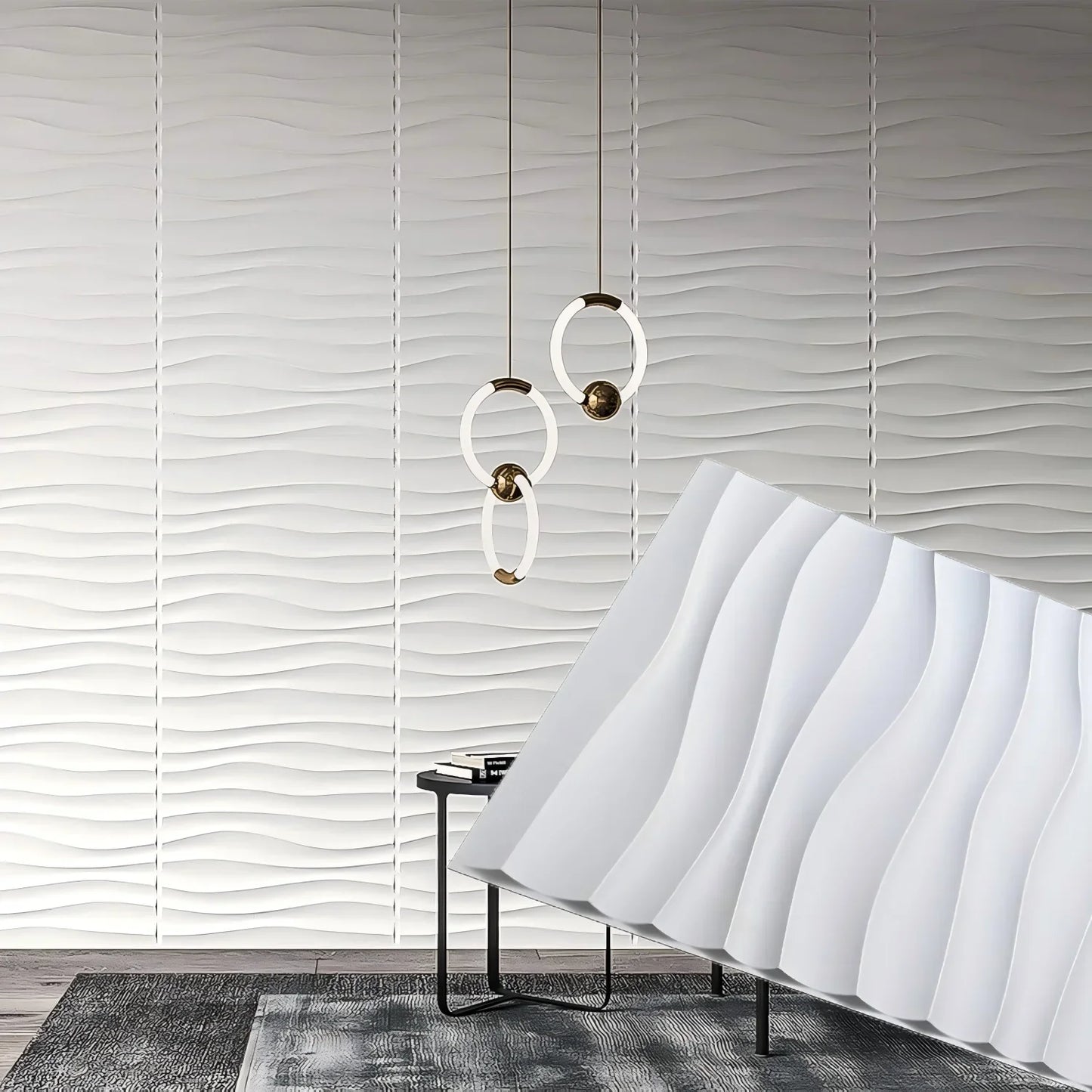 Rénovation Murale 3D PVC Panneau Mural Ondulé Texture Autocollant Mural Non Auto-adhésif Carrelage Céramique Papier Peint Chambre Salle de Bain
