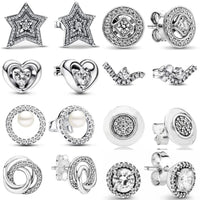 925 Silver Double Hoop Five-pointed Star Stud Earrings | Fine Jewelry Gift for Women