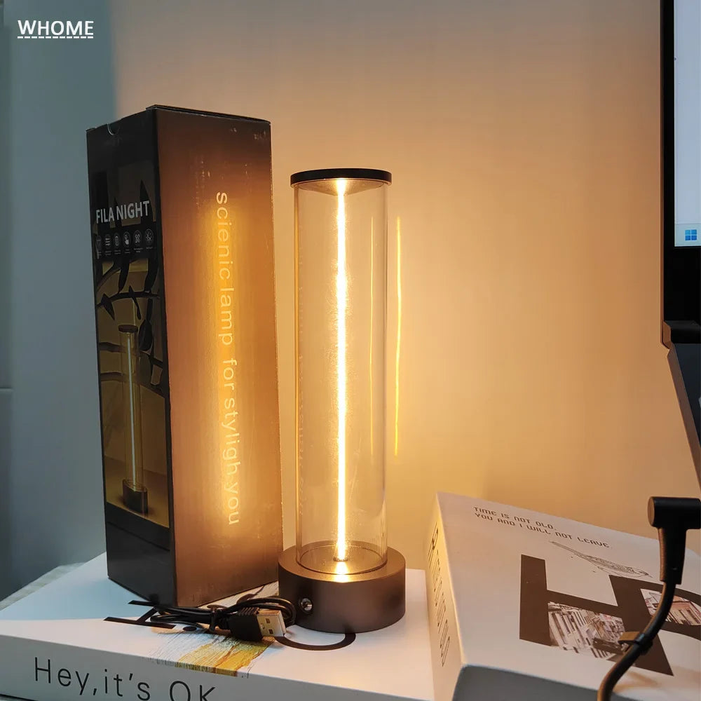 Lámpara de mesita de noche LED inalámbrica con un toque minimalista, regulable