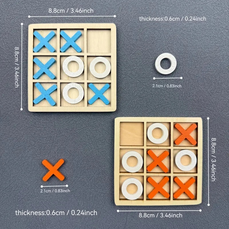 Juego de puzle de tic-tac-toe de madera para dos jugadores, juego de mesa interactivo de lógica y estrategia, regalo de cumpleaños para fiestas familiares para niños y niñas