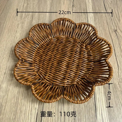 Imitation Rattan Fruit Basket Sundry Storage Basket Hand-Woven Storage Box Home Storage Supplies Tabletop Display Rattan Basket