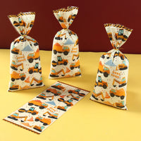 Construction Candy Bags Heat Sealable Treat Cookie Candy Goodie Bags Engineering Vehicle Birthday Party Supplies Baby Shower