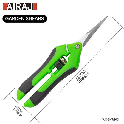 AIRAJ Garden Scissors | Non-Slip Ergonomic Pruning Shears for Garden, Flowers, Fruits and Vegetables