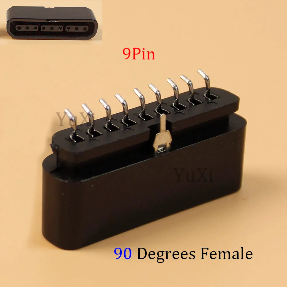 90 180 Degree Interface Female Socket 9 Pin Slot Connector | Replacement Part for PlayStation 2 Console