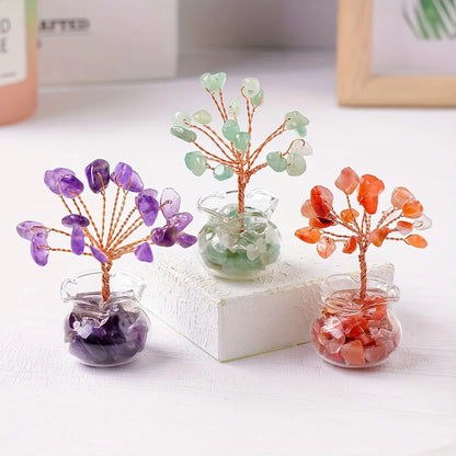 Arbre en gravier de cristal d'améthyste : Fil de cuivre fait main, Pierres de guérison, Décoration miniature pour la maison, méditation, décoration