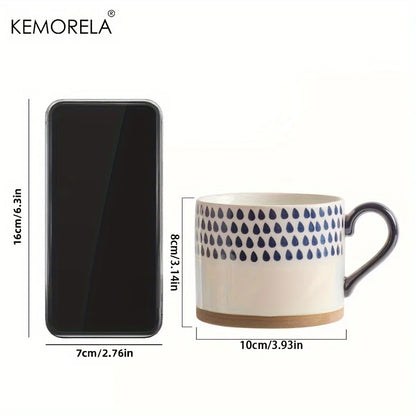 KEMORELA 1PCS Taza de cerámica nórdica de 450ML, taza de café con leche con asa, estilo retro, de gran capacidad, para avena, desayuno japonés, juego de regalo