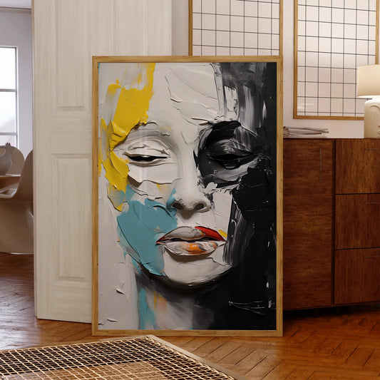 Pintura de color abstracto moderno con emociones ocultas, póster impreso en lienzo para sala de estar, dormitorio, decoración de pared, hogar