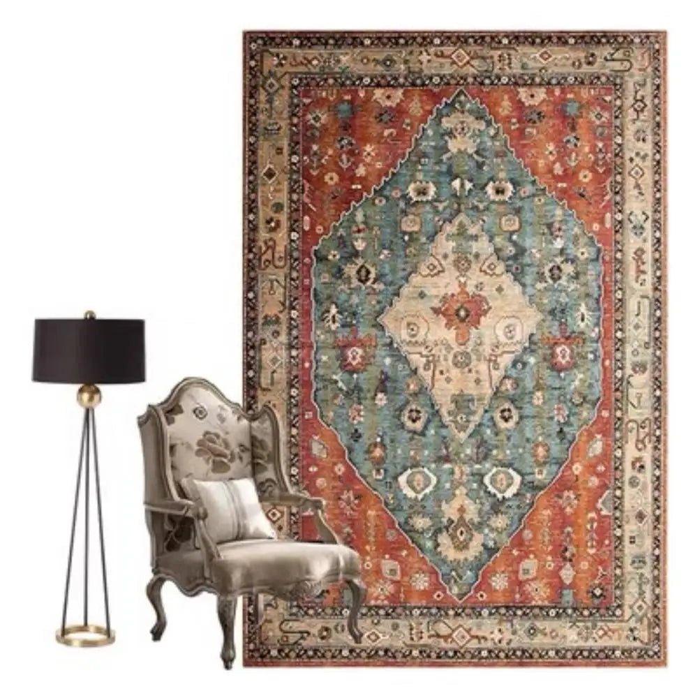 VIKAMA Alfombra nórdica grande para sala de estar, estilo retro, alfombra de dormitorio, decoración del hogar marroquí, sofá, mesa de té, alfombra de área grande