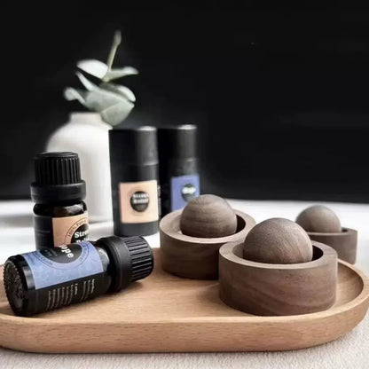 Solid Wood Essential Oil Diffuser Sphere | Natural Aromatherapy Accessory
