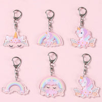 6pcs Rainbow Unicorn Acrylic Keychain Pendant Unicorn Birthday Party Decoration Kids Gifts Baby Shower Wedding Party Favors
