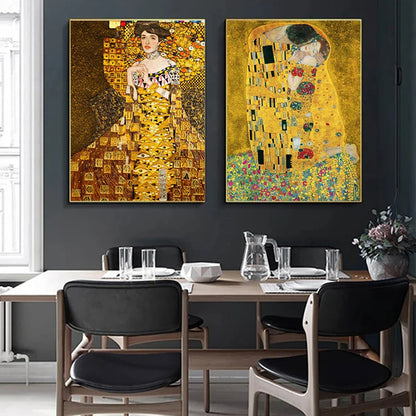 Classic Abstract Wall Art Gustav Klimt The Kiss Oil Painting HD Canvas Print Poster Home Living Room Bedroom Decoration