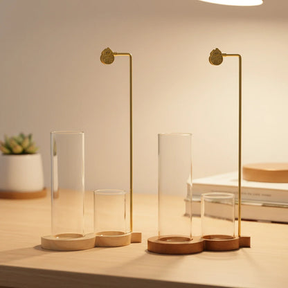 Brûleur d'encens 2 en 1 en forme de calebasse, porte-encens anti-cendres avec récupérateur de cendres en verre et rangement pour encens, pour yoga, méditation, spa
