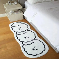 VIKAMA Adorable White Dog With Black Outline Bedroom Living Room Rug Waterproof Slip Resistant Stain Resistant  Home Decor