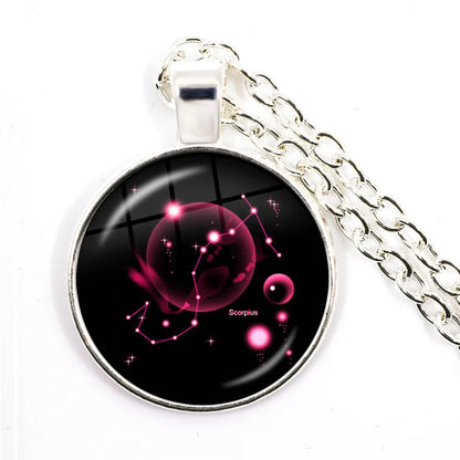 Zodiac Necklace Silver Plated | 12 Constellation Pendant Jewelry
