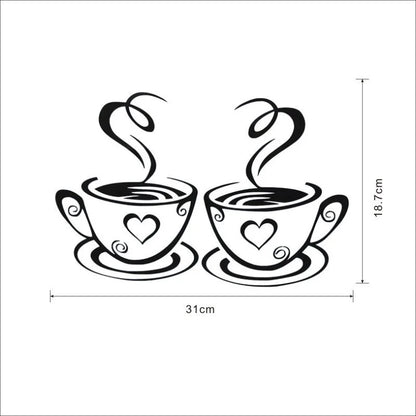 Coffee Cup Wall Art Decals | Kitchen and Cafe PVC Stickers