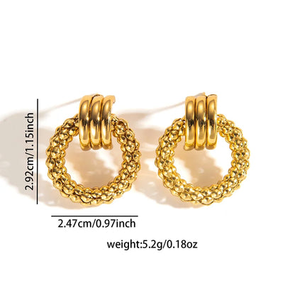316L Stainless Steel Circular Splicing Earrings | Fashion Punk Hip Hop Jewelry Gift